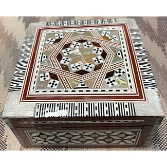 Mother of Pearl and Wood Inlay Small Square Box