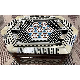 Mother of Pearl and Wood Inlay Small Oblong Box