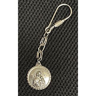 Silver key chain of the Theotokos (round)