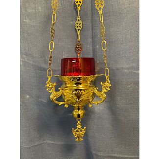 Small Gold Plated Hanging Vigil Lamp