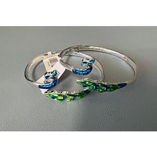 Thin Peacock style bracelet - colored or plain silver
