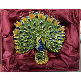 Metal Peacock Trinket Box/Statue