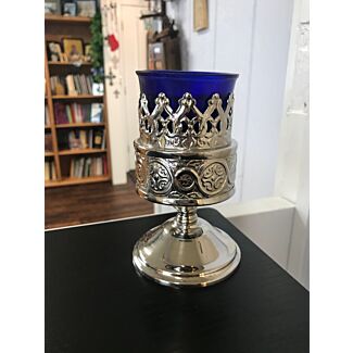 Silver-plated standing vigil lamp