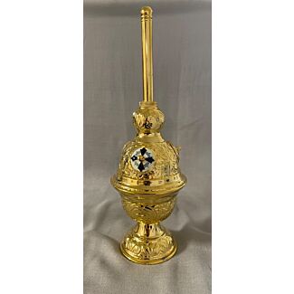 Gold-plated and enameled holy water sprinkler