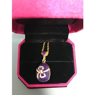 Purple Crystal Bow Egg Pendant