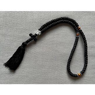 100-knot Prayer Rope w/ Wooden beads, tassel end (Athonite)