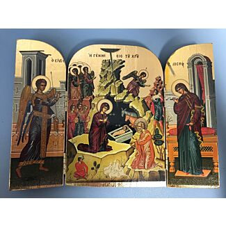 Gold Foil Triptych Nativity