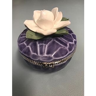 Purple Trinket Box with White Flower