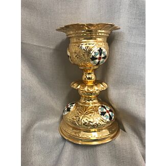 Small Gold Plated Enameled Holy Table Lamp