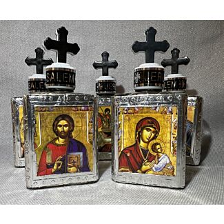 Holy Water Bottle: Approx. 1oz. w/ Varied Icons 