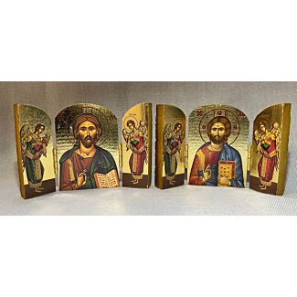 Gold Foil Triptych W/ Christ and Archangels