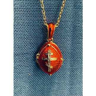 Orthodox Cross and Egg Pendant (Red)