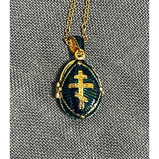 Orthodox Cross and Egg Pendant (Turquoise)