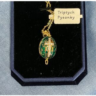 Triptych Pysanky Egg Pendant (green)