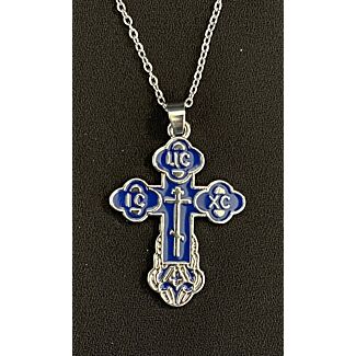 Enameled Silver and Blue Cross