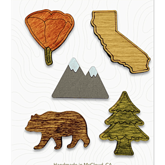 5 Pack, Wood Magnets - State of California
