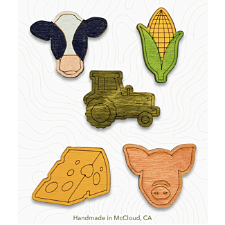 5  Pack, Wood Magnets - Farming