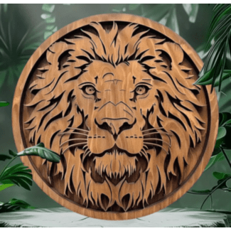 Wooden Lion Head, Wall Decor
