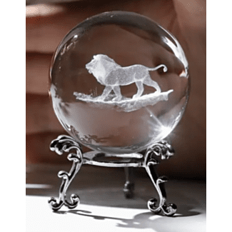 Laser Engraved Sphere w/Lion Motif