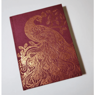 Burgundy Peacock Hard Cover Journal w/Gold Foil