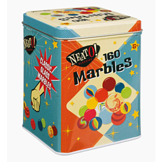 Glass Marbles in a Tin Box