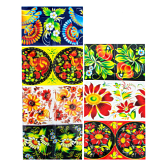 7 Petrykivka Style Flowers Easter Egg Decorating Wraps