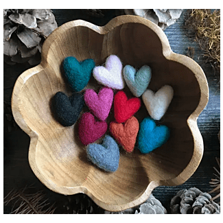 Felted Small Hearts - Varied Colors
