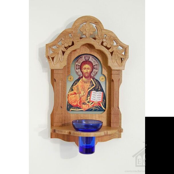 Carved shrine with Icon of Christ