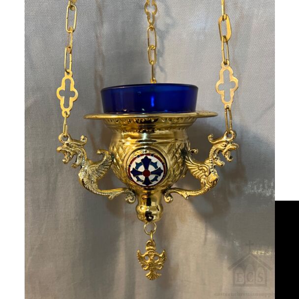 Gold Plated Enameled Vigil Lamp