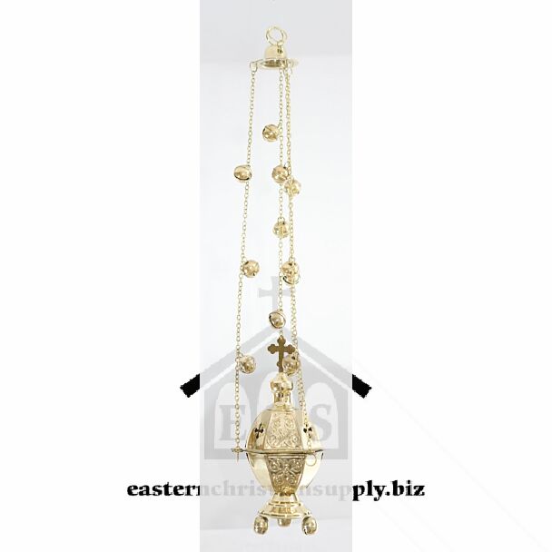 Lacquered Brass Hexagonal Censer with Bells
