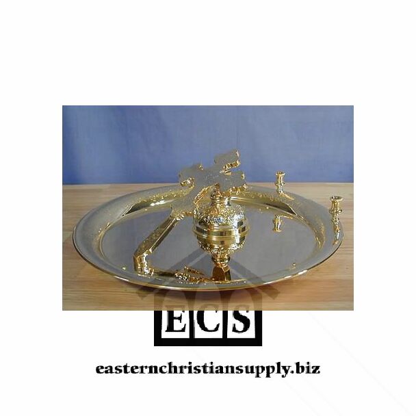 Gold-plated tray and Cross set