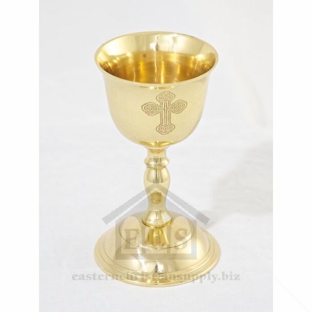 Lacquered brass wedding chalice with engraved Cross