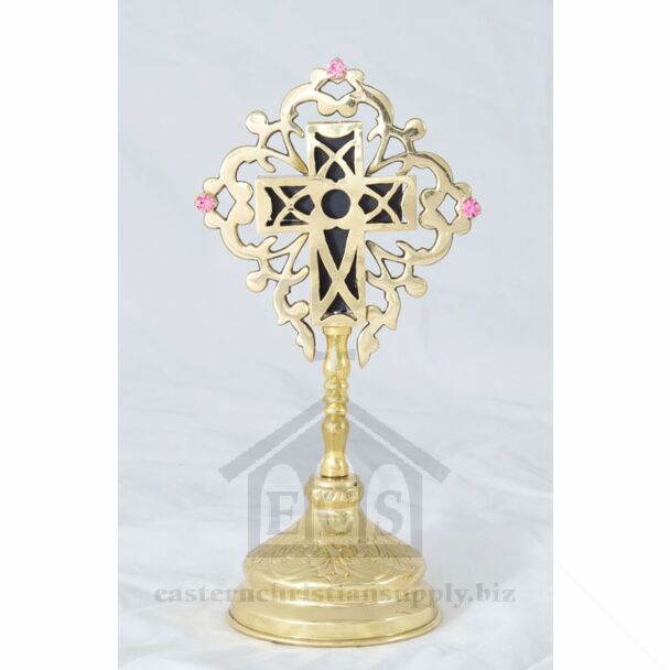 Jeweled lacquered brass blessing Cross