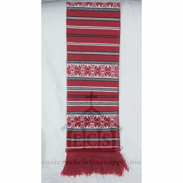Red Icon scarf with black and white accents