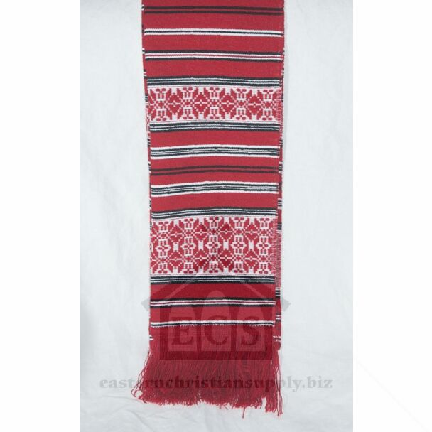 Red Icon scarf with black and white accents