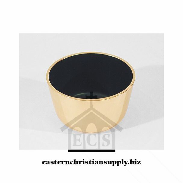 Medium lacquered-brass black-lined bowl