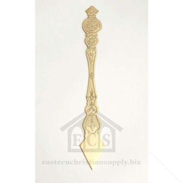 Gold-plated engraved spear