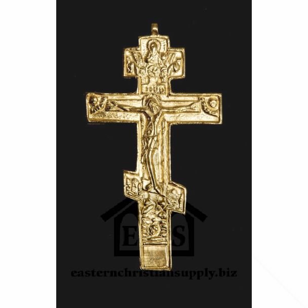 Gold-plated sterling silver three-barred Russian pectoral Cross