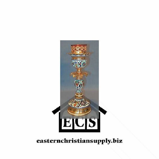 Gold-Plated and Enamelled Holy Table Lamp
