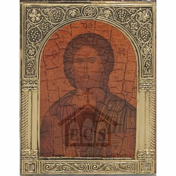 Small brass-framed Icon of Christ