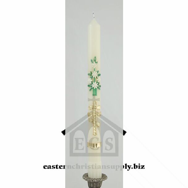 Paschal tribar candle, raised wax (10")