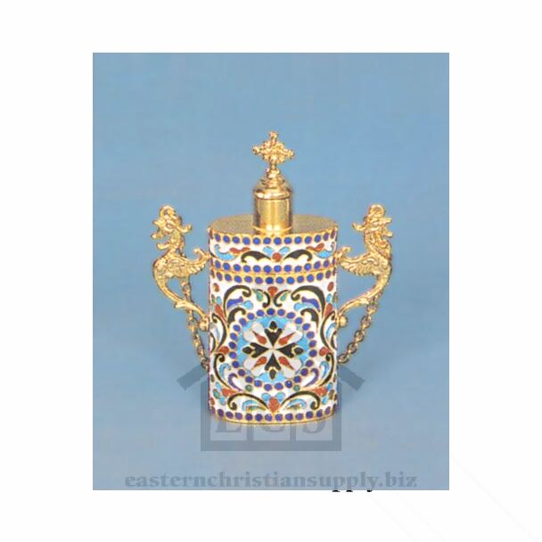 Gold-plated and enameled myrrh container