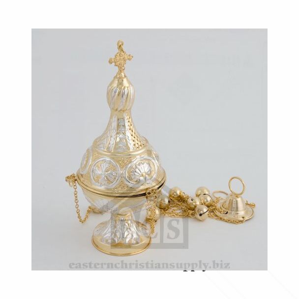 Large gold- and silver-plated censer