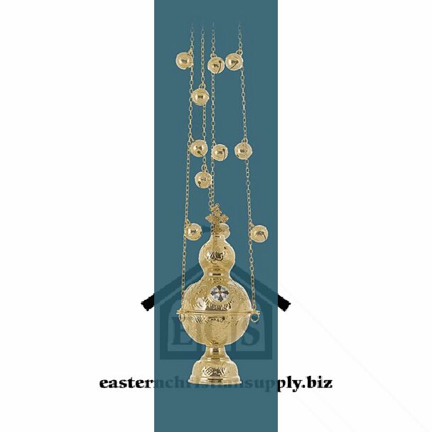 Gold-Plated Censer with Bells and Enamel Cross Medallions