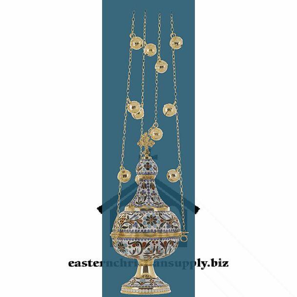 Gold-plated and enamelled censer