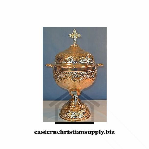 Gold-plated holy water font