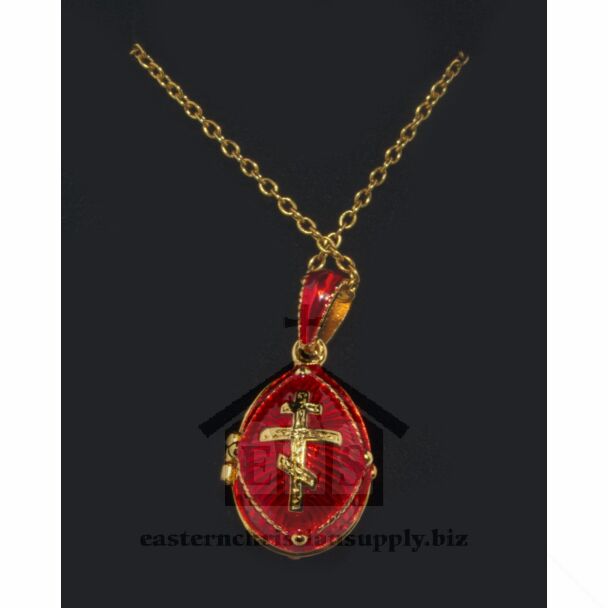 Orthodox Cross Egg Pendant (Red)