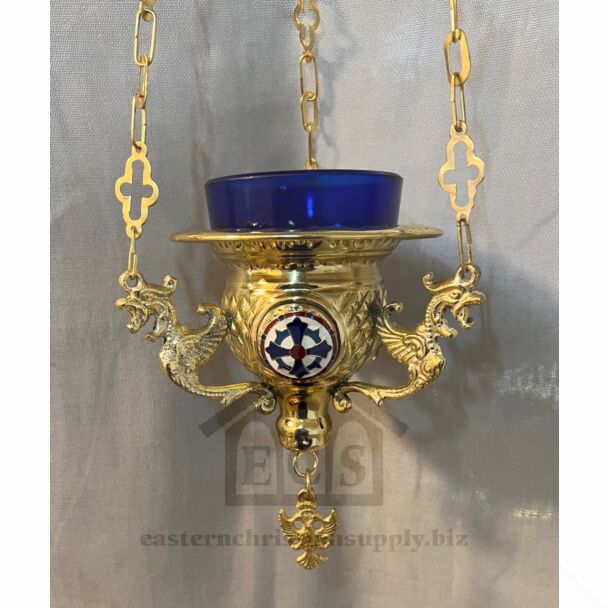 Gold Plated Enameled Vigil Lamp
