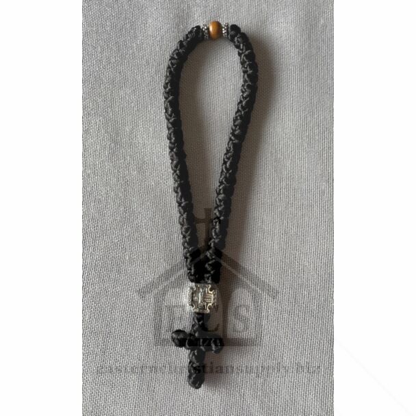 50-knot Prayer Rope Wooden Beads, cross end (Athonite)