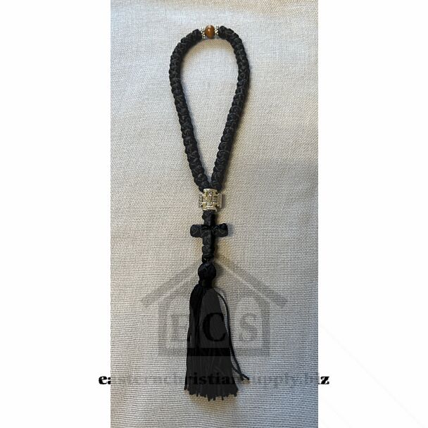 50-knot Prayer Rope with wooden beads, Tassel end (Athonite)